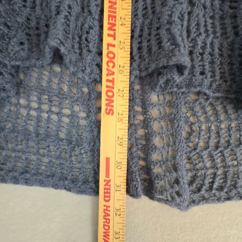 Simply Noelle Blue Fisherman's Open Knit Pull-Over Long Sleeve Sweater S/M 8-10